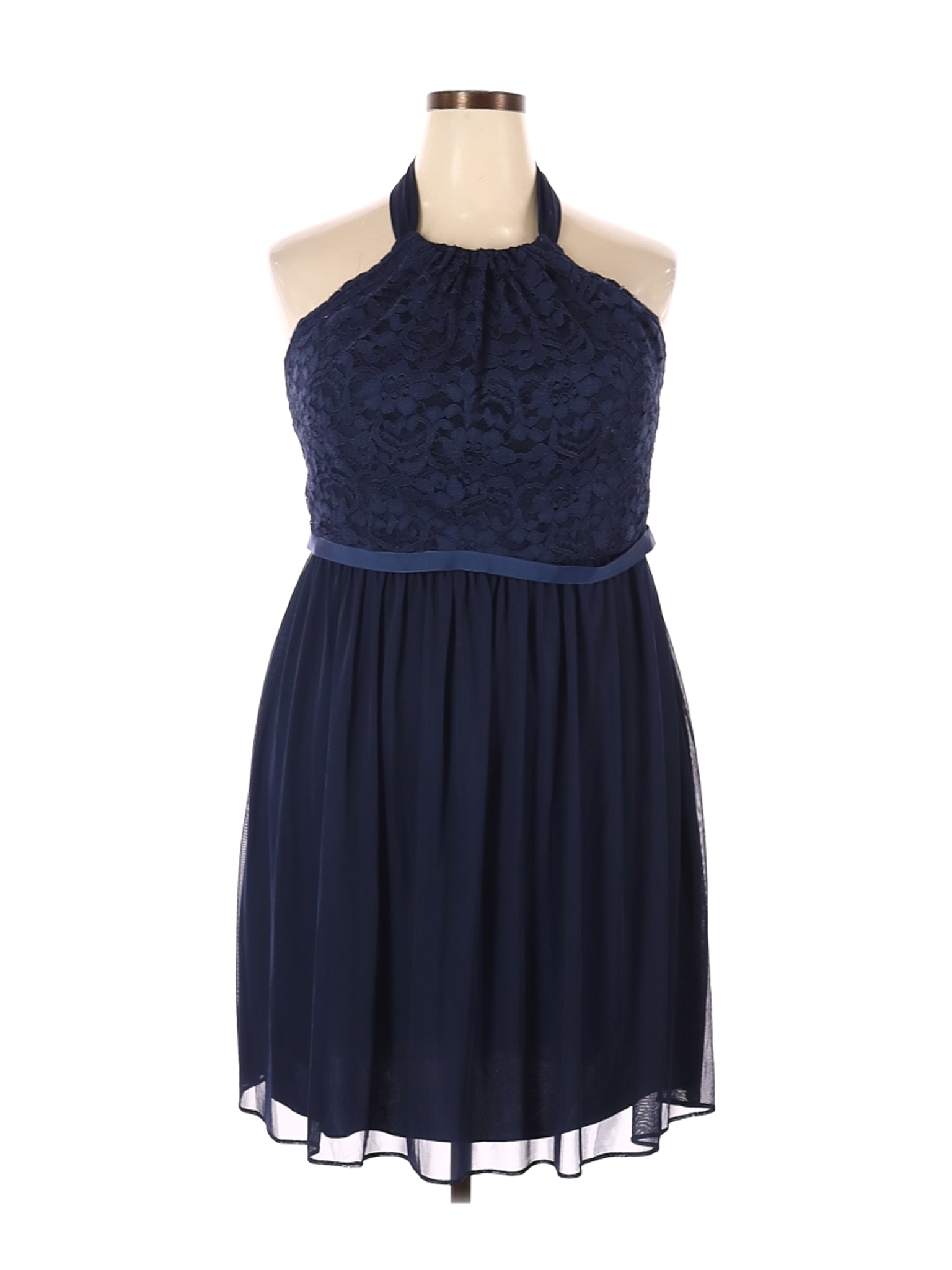 David's Bridal 100 Polyester Solid Blue Cocktail Dress Size 18 (Plus) 80 off thredUP