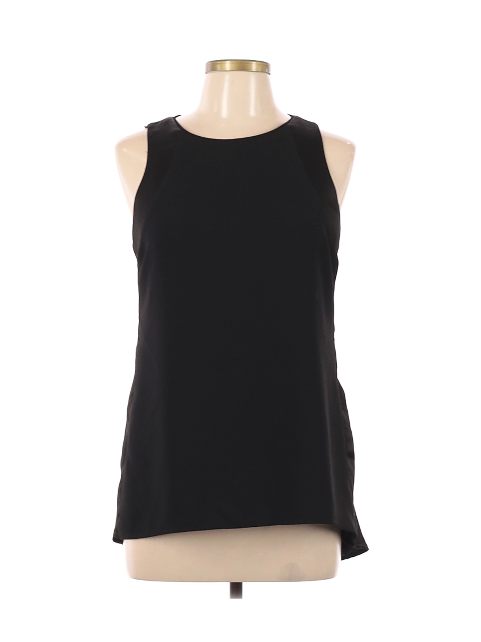 White House Black Market 100% Polyester Solid Black Sleeveless Blouse ...