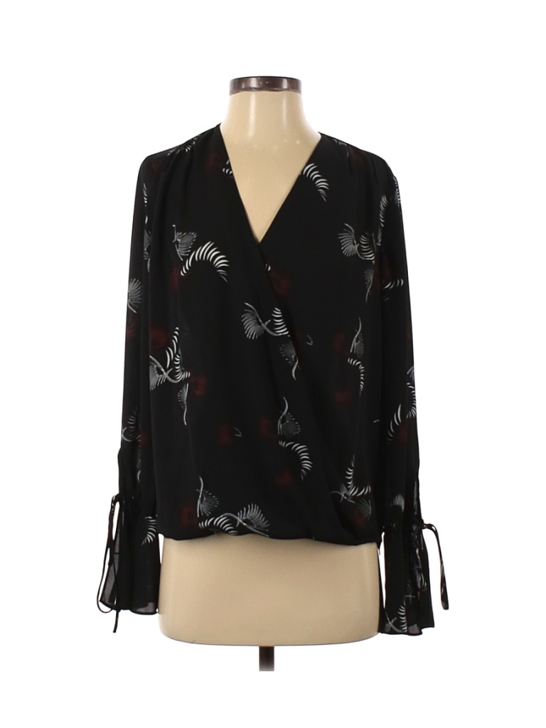 Blouse Femme Somewhere – Taille 38 – Noir En Polyester Soyeux – Manches Longues – Occasion Très Bon état – Coupe Regular