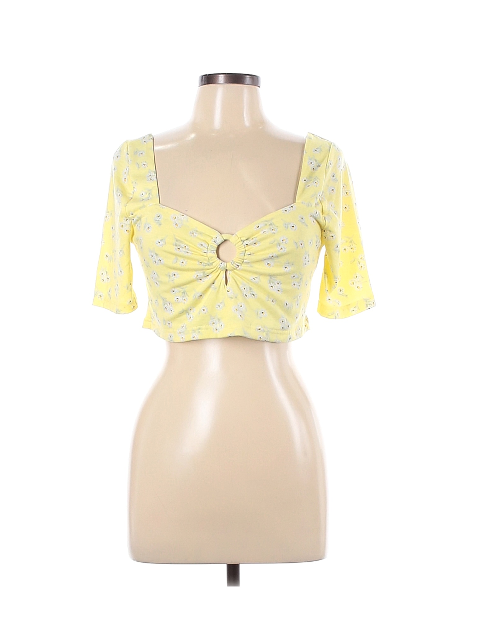 Shein Women Yellow Short Sleeve Top L | eBay