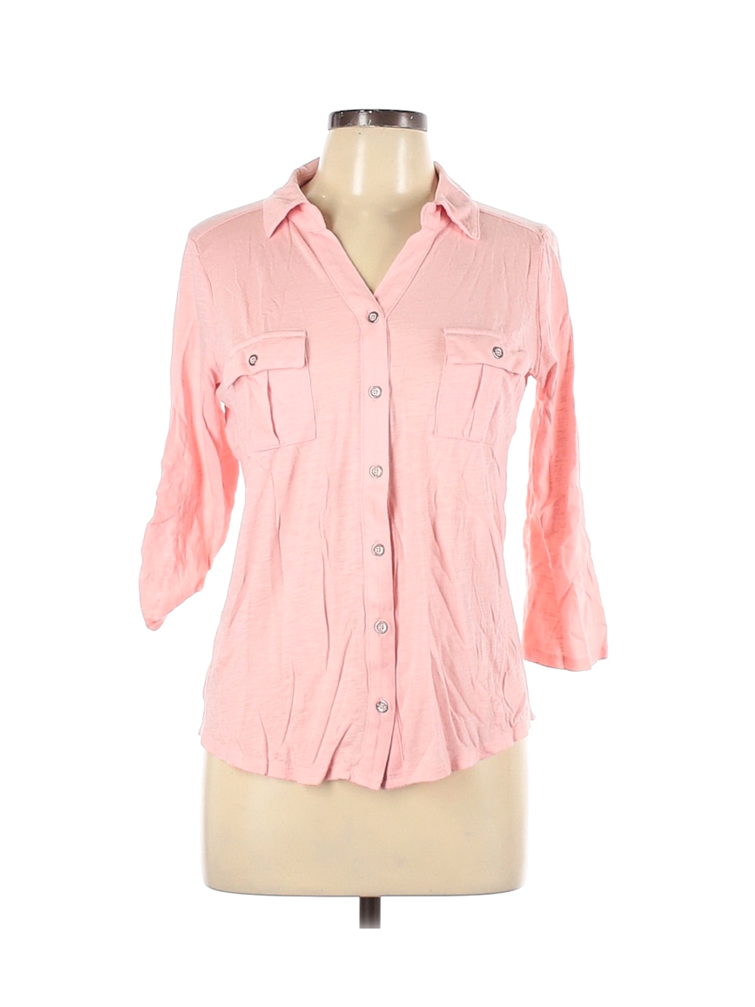 Liz Claiborne Women Pink Long Sleeve Button-Down Shirt L | eBay
