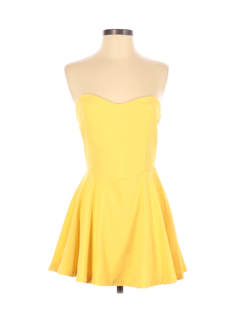 Forever 21 100% Polyester Solid Yellow Casual Dress Size M - photo 1