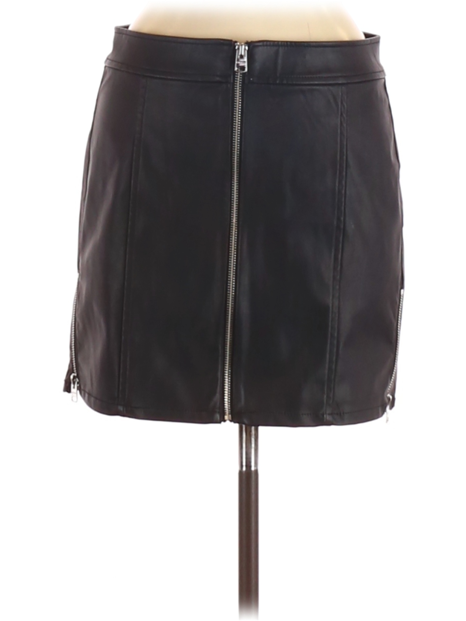 Express Outlet Women Black Faux Leather Skirt 6 | eBay