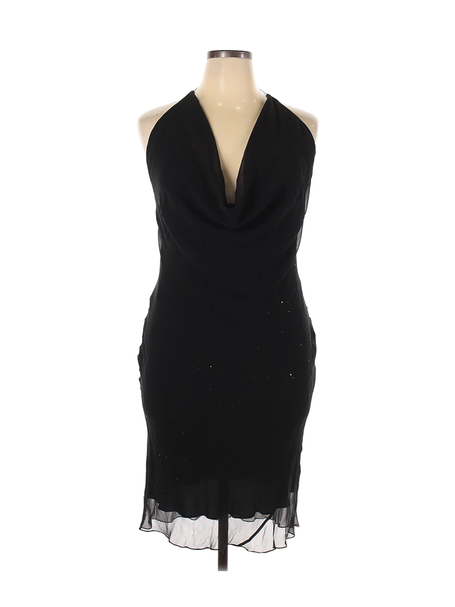 Linda Allard Ellen Tracy 100% Silk Solid Black Cocktail Dress Size 14 ...