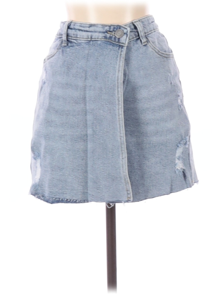 Wishlist 100% Cotton Solid Blue Denim Skirt Size S - 63% off | thredUP