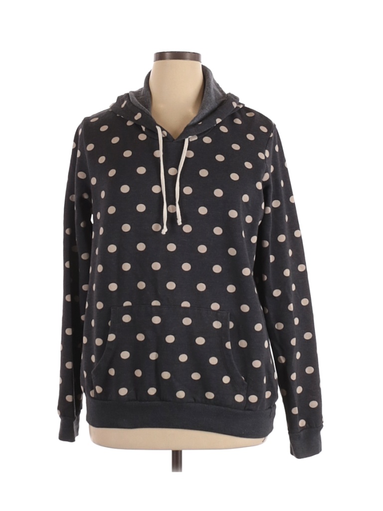 ALTERNATIVE Polka Dots Black Gray Pullover Hoodie Size XL 71 off