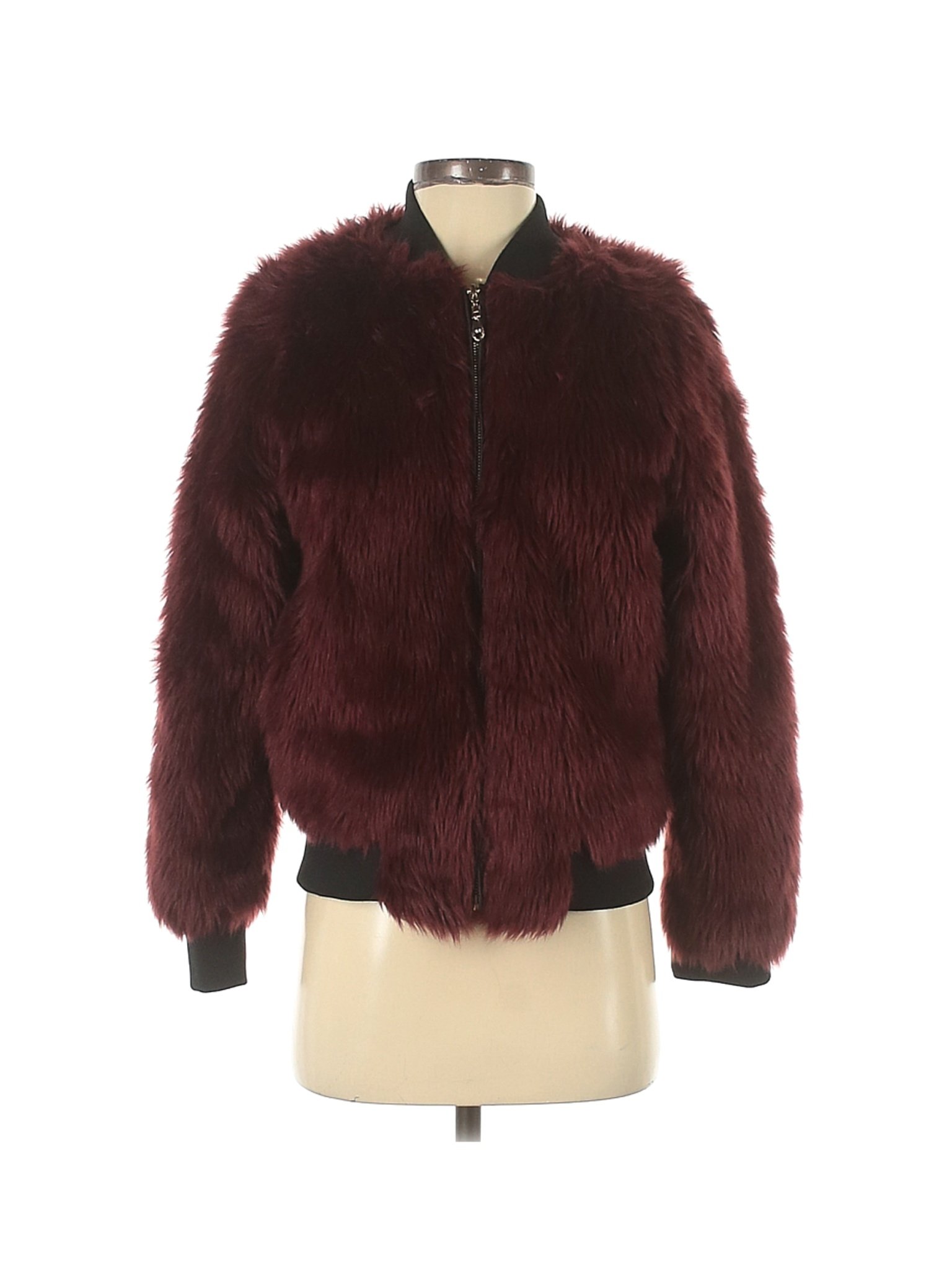 Say What? Solid Maroon Burgundy Faux Fur Jacket Size XS - 85% off | thredUP