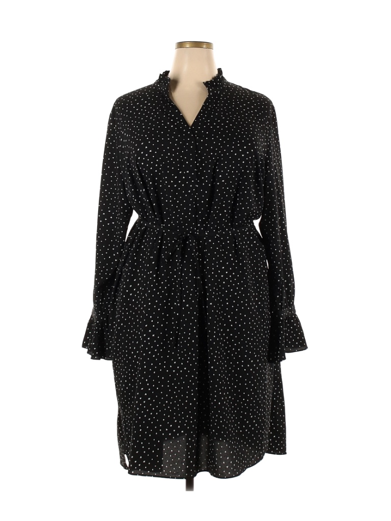 Ava & Viv 100% Polyester Polka Dots Black Casual Dress Size 3X (Plus ...