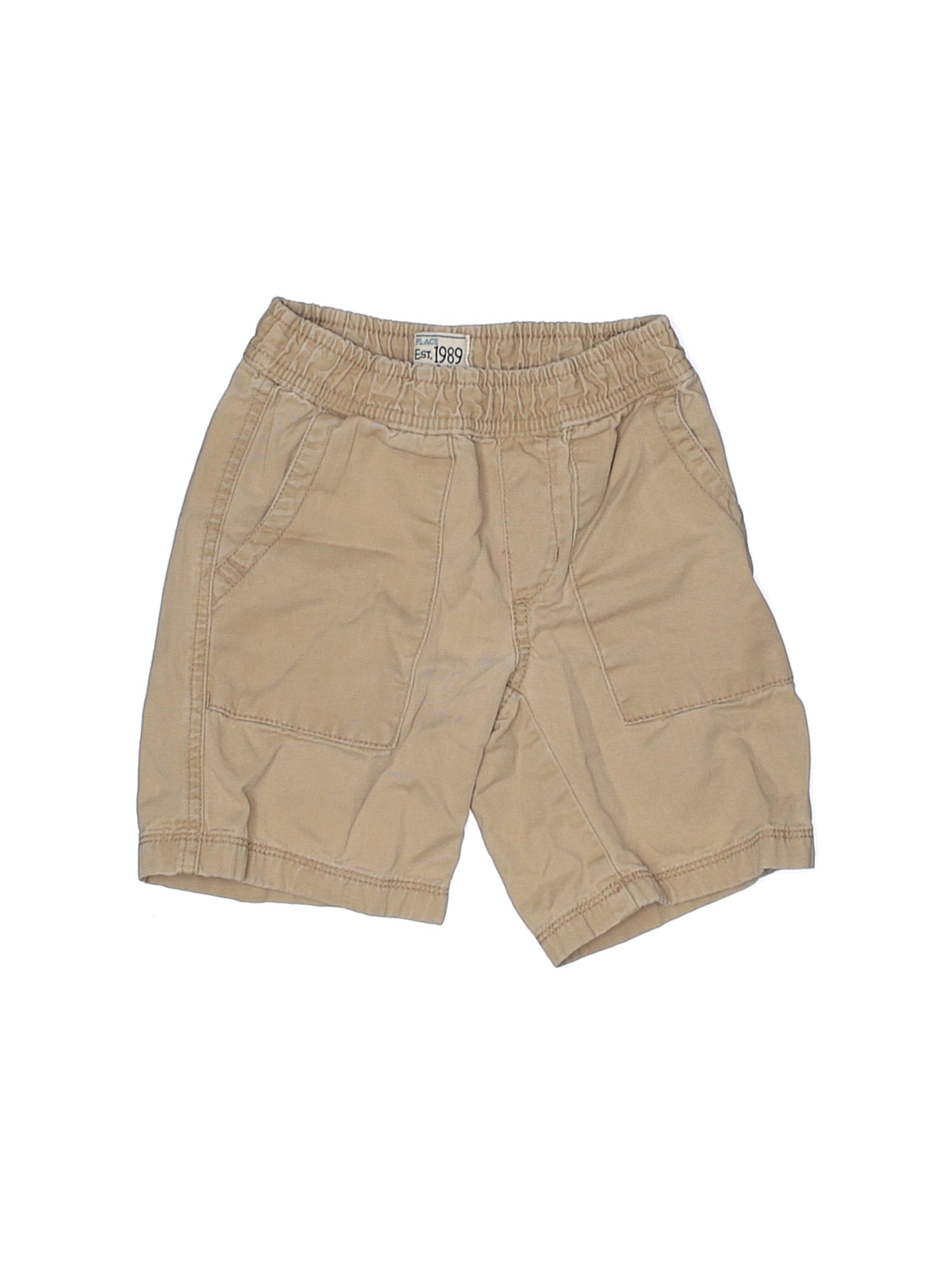 The Children's Place 100 Cotton Solid Tan Khaki Shorts Size 4 61