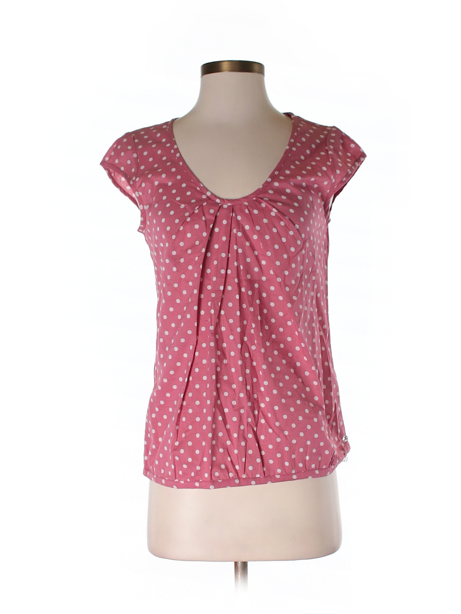 Emily and Fin 100% Cotton Polka Dots Coral Short Sleeve Blouse Size S ...