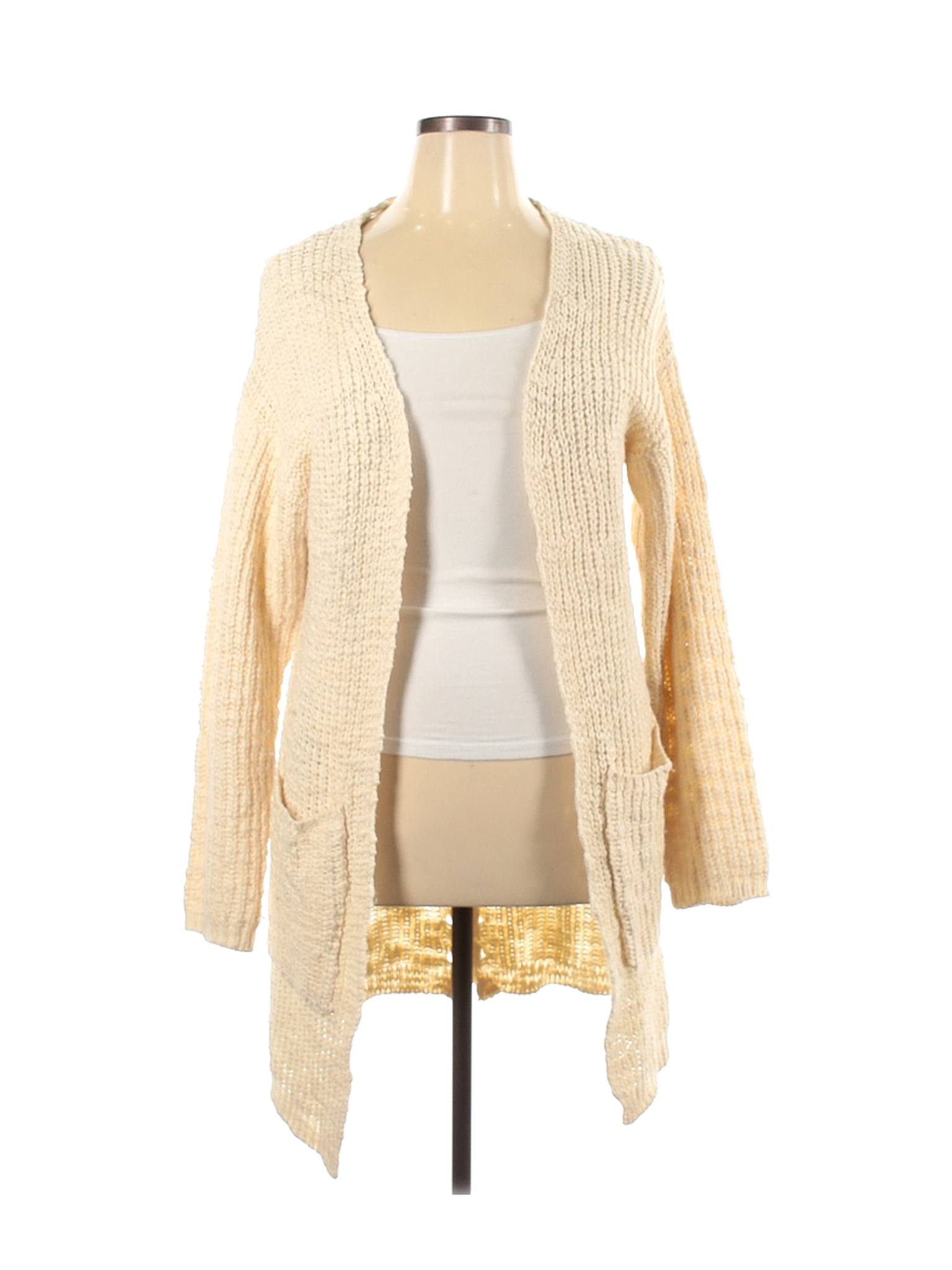Poof! 100% Acrylic Solid Tan Ivory Cardigan Size XL - 63% off | thredUP