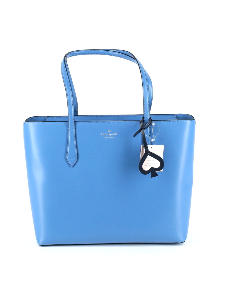 Kate Spade New York 100% Leather Solid Blue Leather Tote One Size - 27%