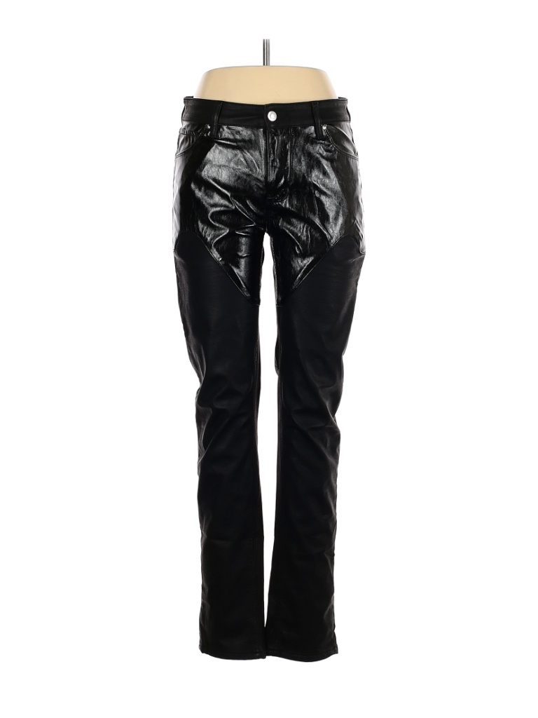 ASOS 100% Polyurethane Tropical Black Faux Leather Pants 32 Waist - 76% ...