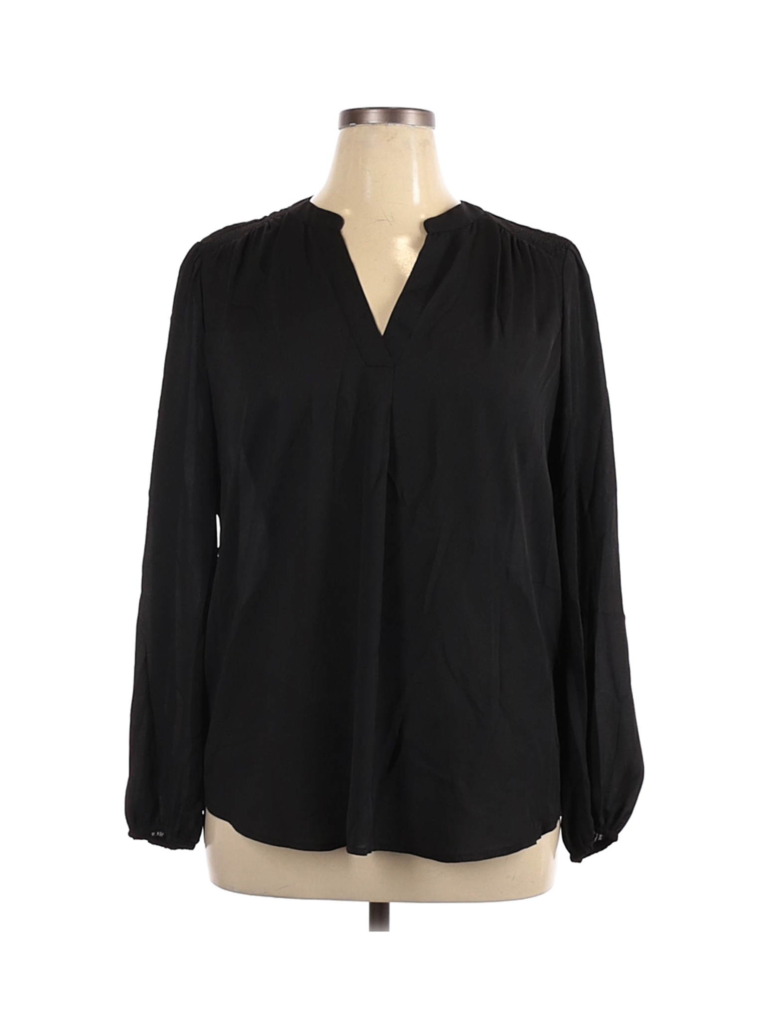 Gibson 100% Polyester Solid Black Long Sleeve Blouse Size XL - 73% off ...