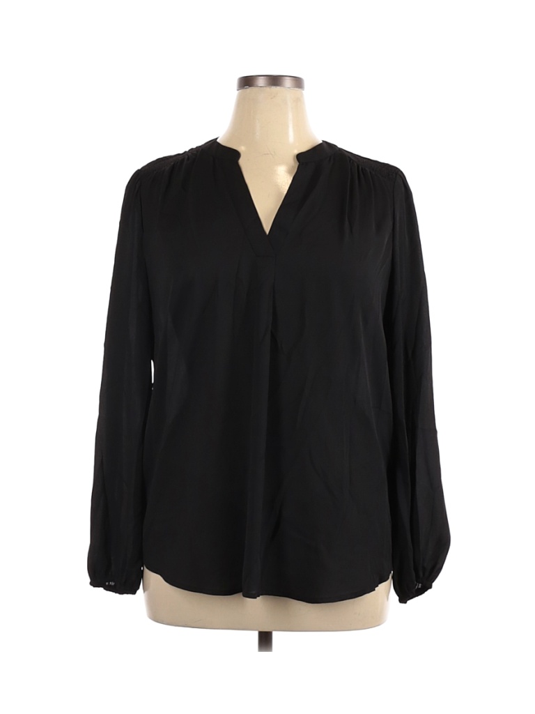 Gibson 100% Polyester Solid Black Long Sleeve Blouse Size XL - 73% off ...