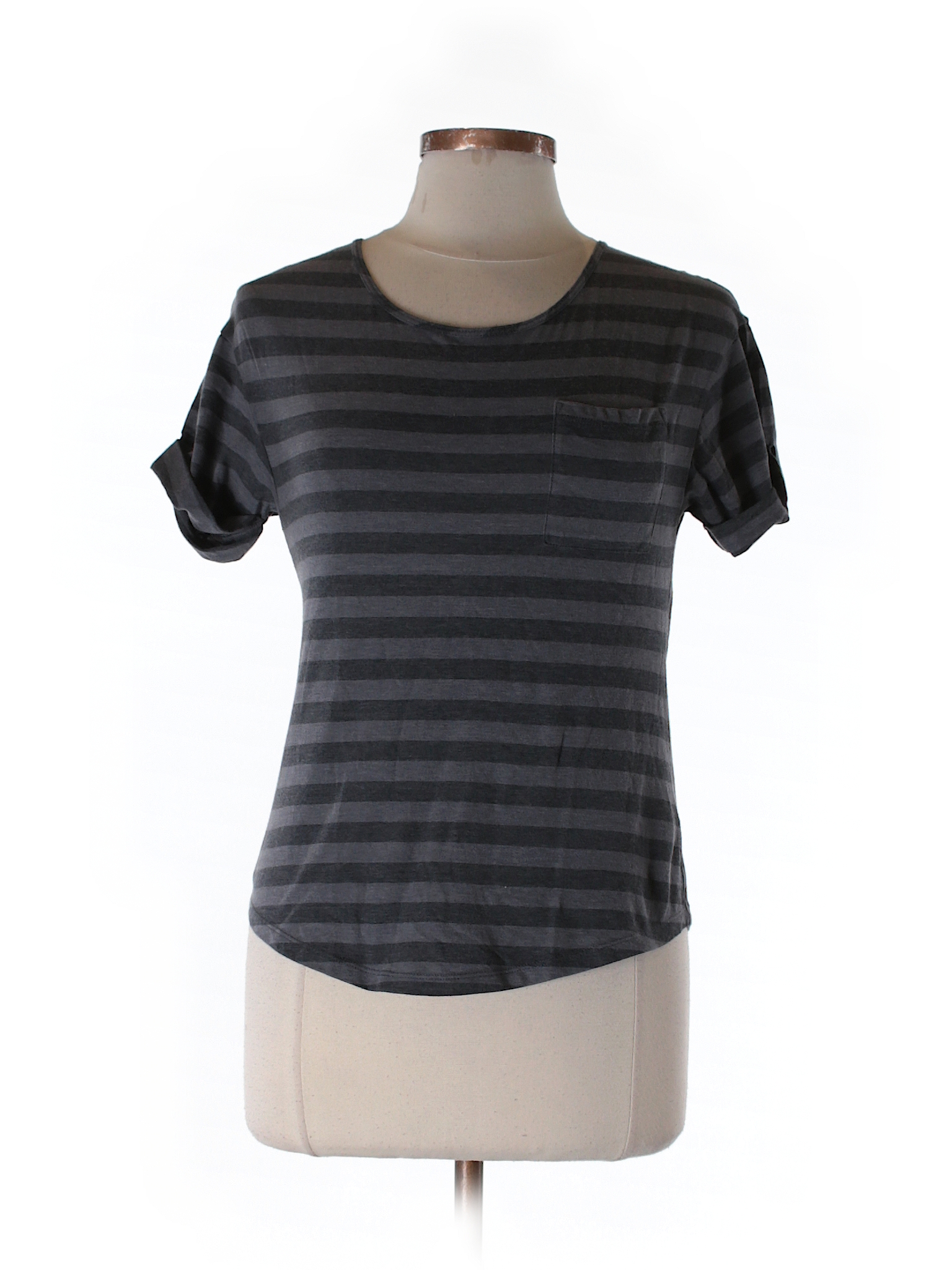 Old Navy 100% Cotton Stripes Gray Short Sleeve T-Shirt Size XS - 76% ...