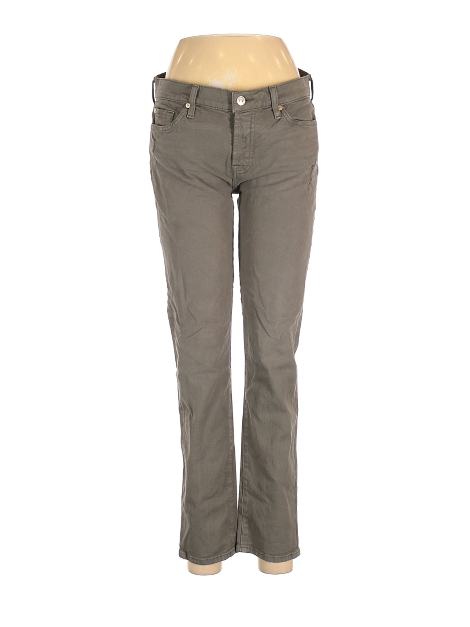 7 For All Mankind Solid Green Jeans 28 Waist - 83% off | thredUP