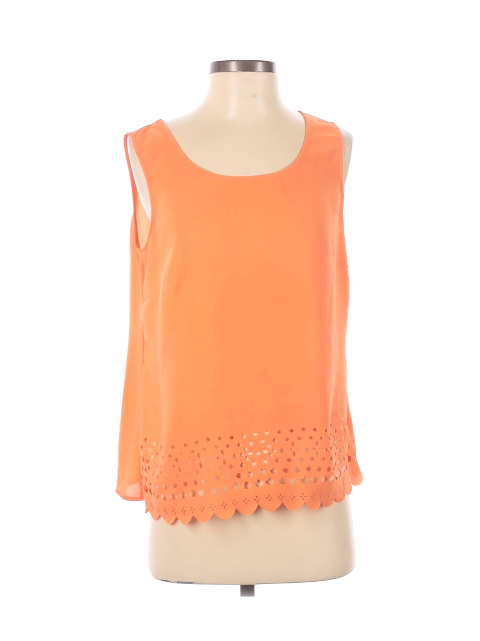 Notations 100 Polyester Solid Orange Sleeveless Blouse Size S 63