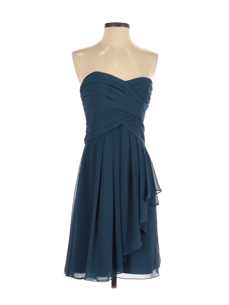 David's Bridal 100% Polyester Solid Teal Blue Cocktail Dress Size 2 ...
