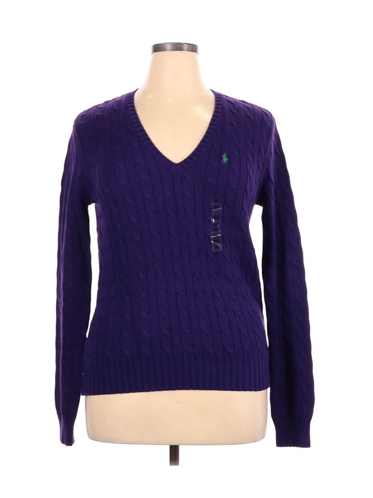 Ralph Lauren Sport 100% Cotton Solid Purple Pullover Sweater Size XL ...