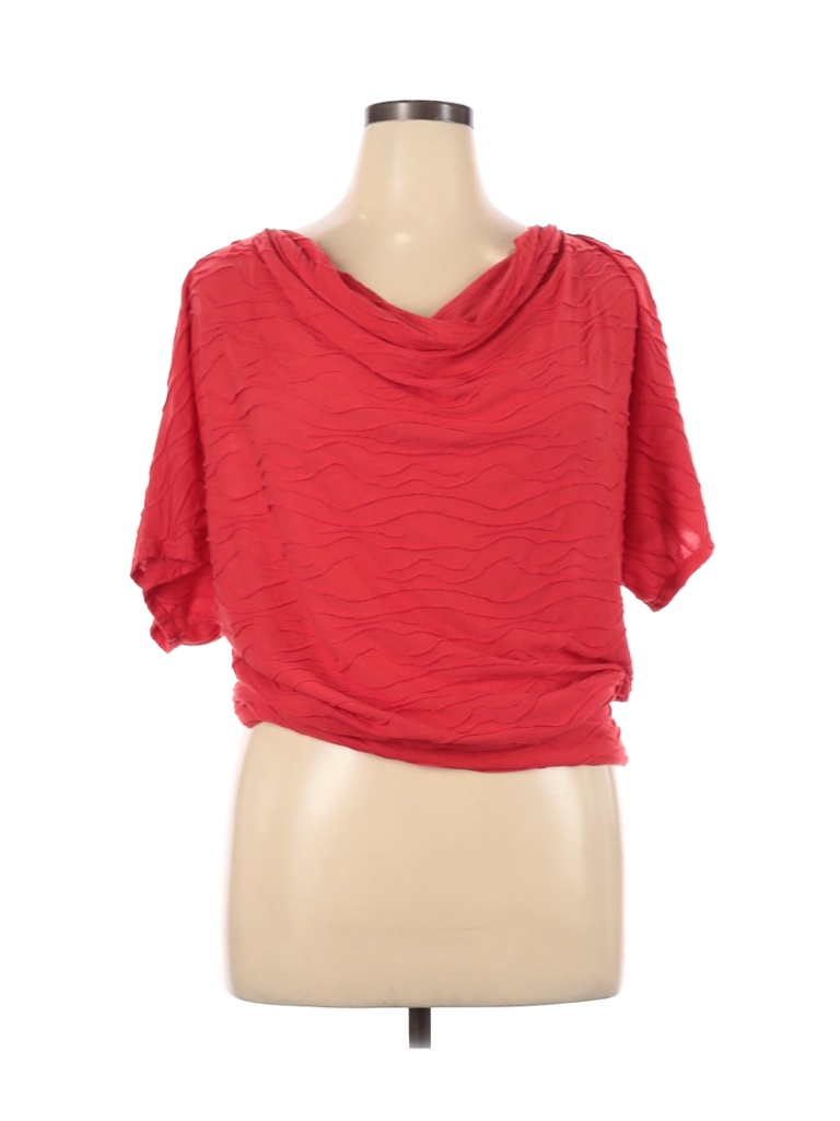 NY Collection Solid Red Short Sleeve Top Size 1X (Plus) - 63% off | thredUP