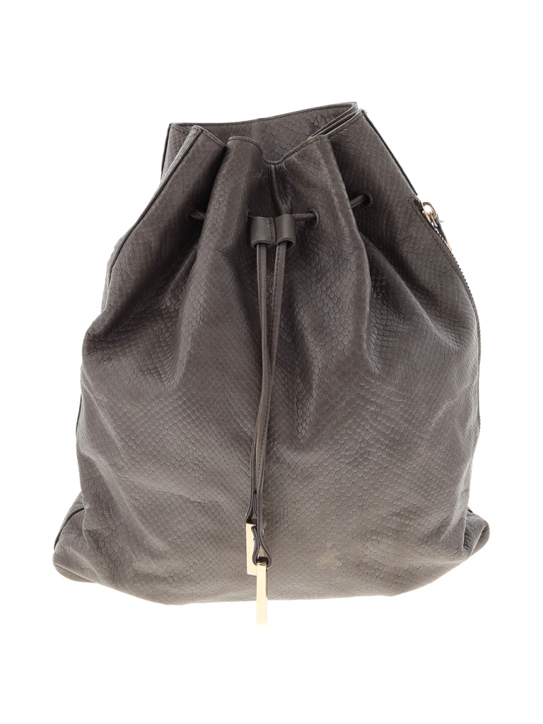 Halston Heritage 100% Leather Solid Gray Leather Backpack One Size - 75 ...