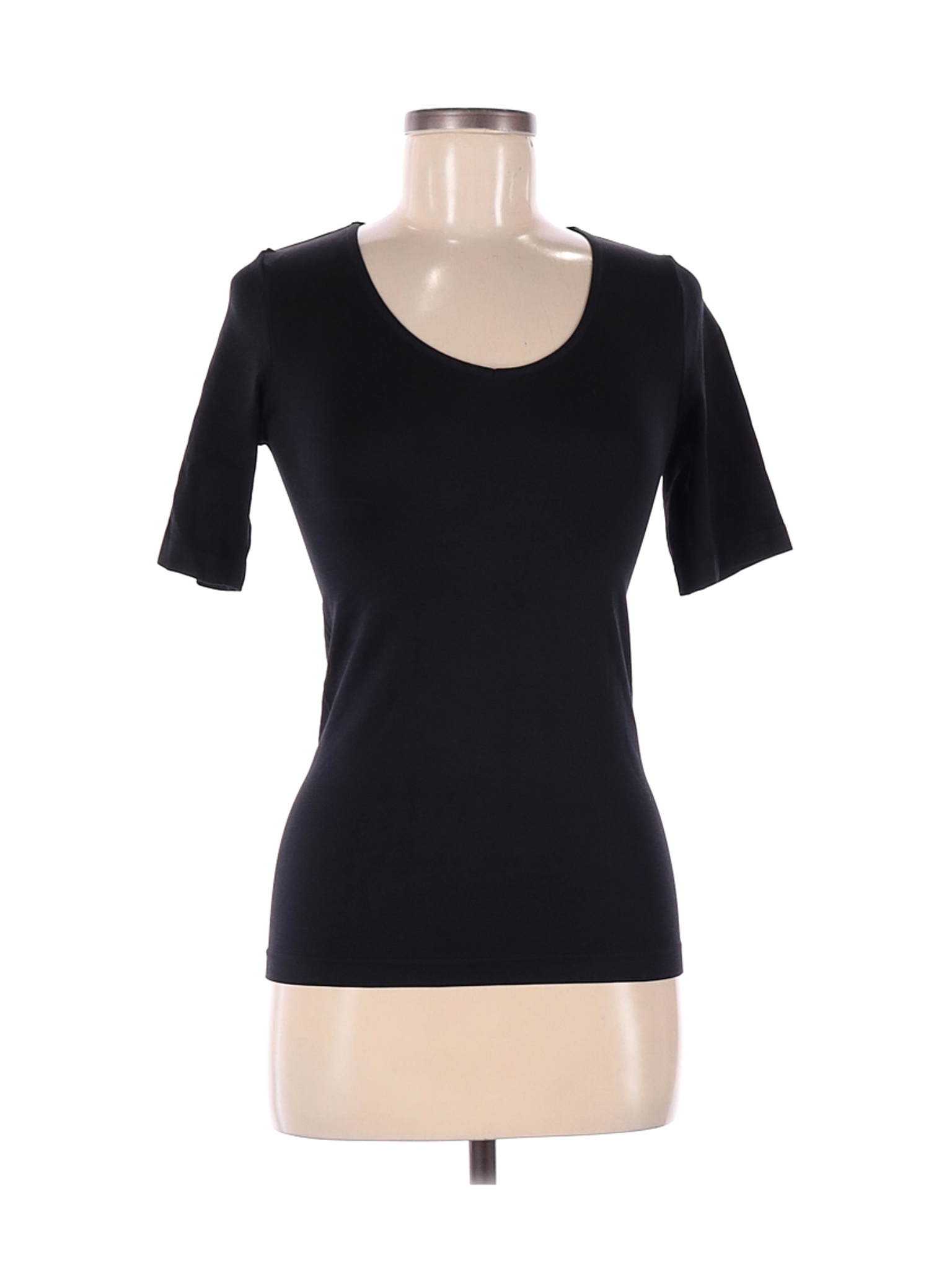 Rhonda Shear Solid Black Short Sleeve T-Shirt Size Med - Lg - 66% off