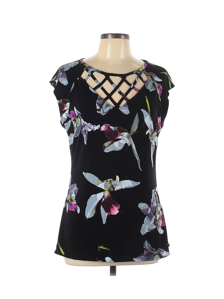 Haut Manches Courtes Cold Shoulder 7th Ave Design Studio - Taille S, Noir Et Blanc Rayé - Occasion Très Bon état
