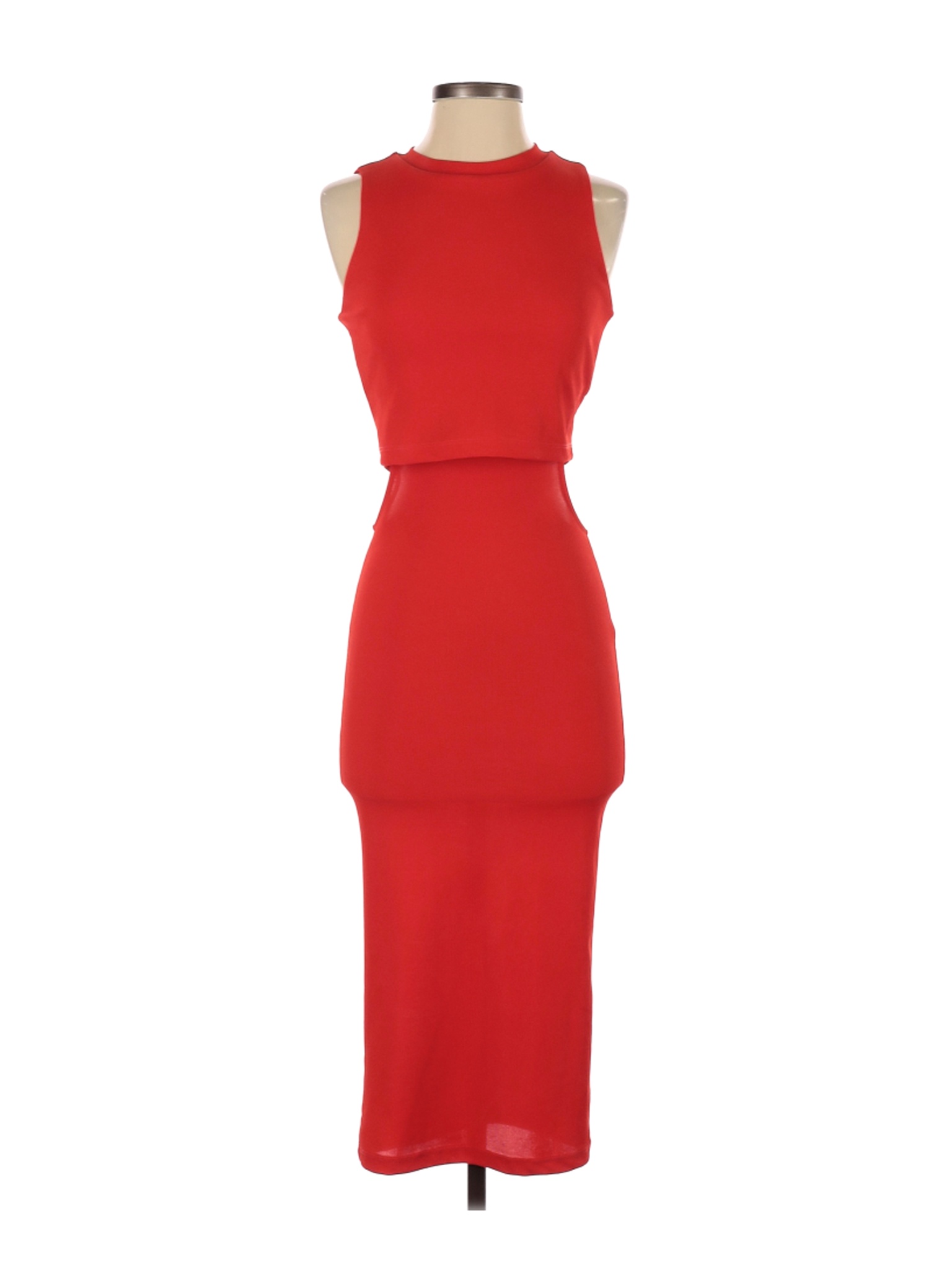 Topshop 100 Polyester Solid Red Cocktail Dress Size 2 81 Off Thredup