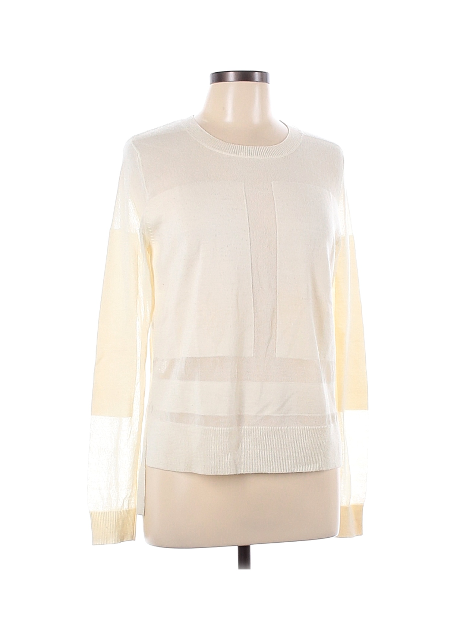 BCBGMAXAZRIA Solid Ivory Wool Pullover Sweater Size L - 87% off | thredUP