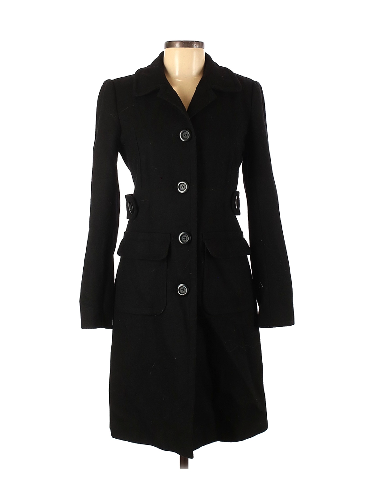 Moda International 100% Wool Solid Black Wool Coat Size 2 (Tall) - 57% ...