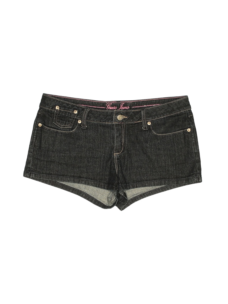 Guess Jeans 100 Cotton Solid Black Blue Denim Shorts 30 Waist 74