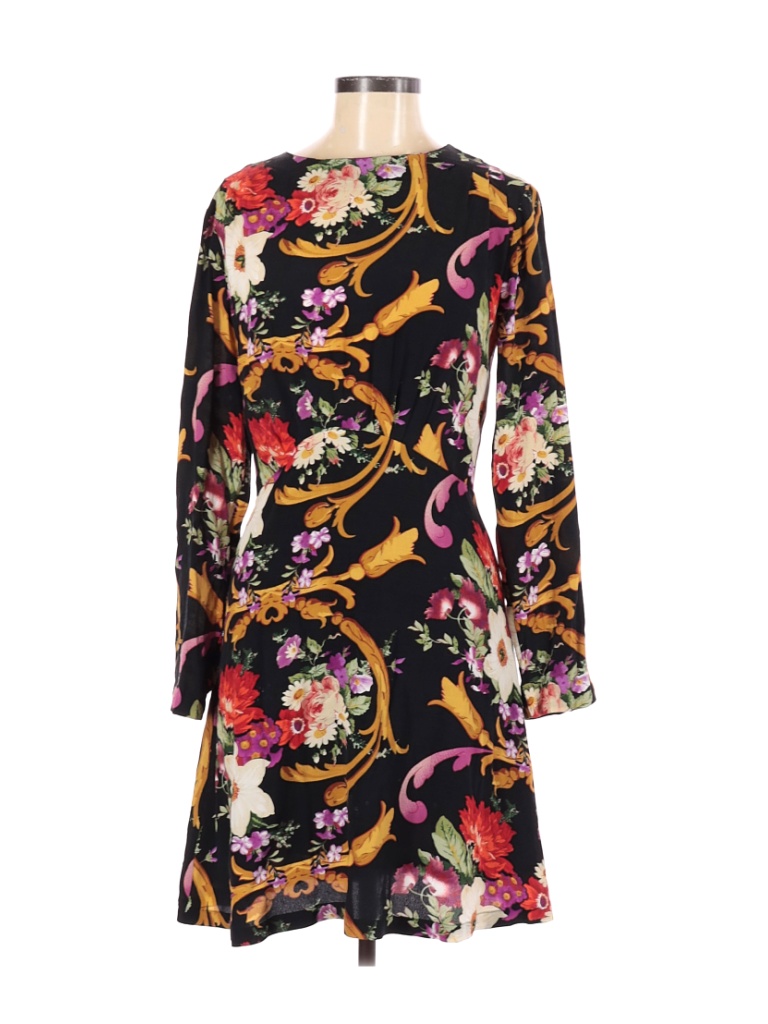 Paris Atelier & Other Stories 100% Viscose Floral Black Casual Dress ...