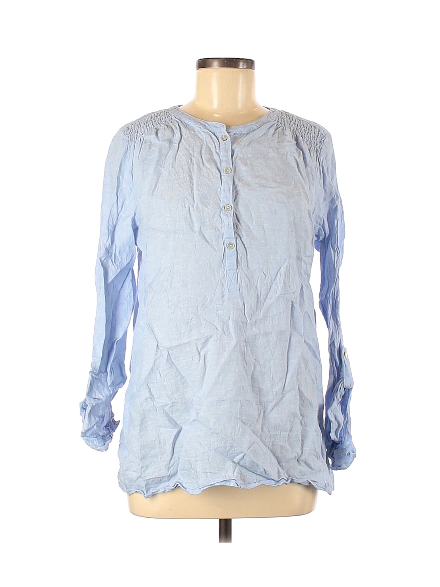 Sigrid Olsen 100% Linen Blue Long Sleeve Blouse Size M - 84% off | thredUP