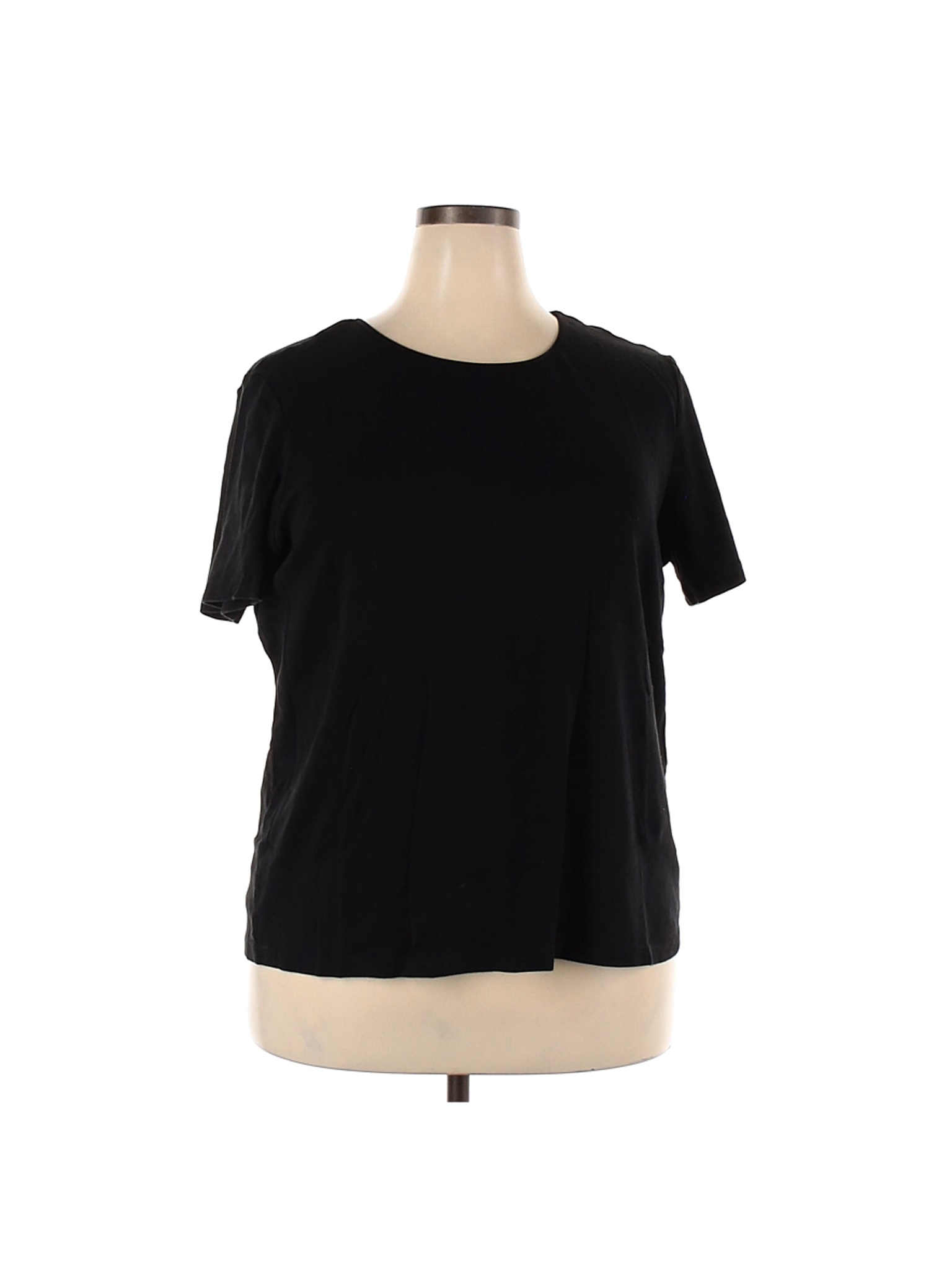 Cj Banks 100% Cotton Solid Black Short Sleeve T-Shirt Size 2X (Plus ...