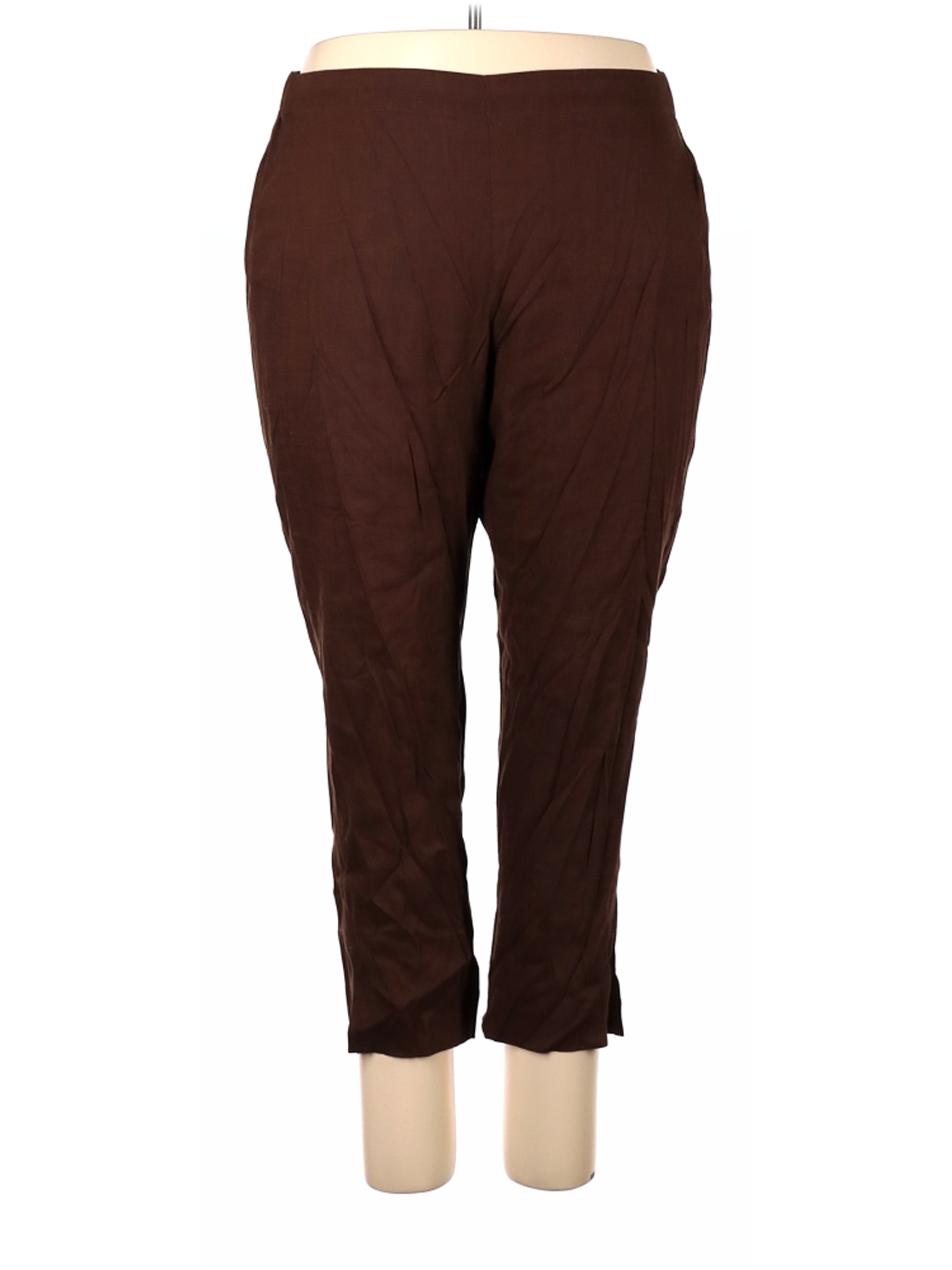 J.Jill Solid Brown Linen Pants Size 2X (Plus) 72 off thredUP