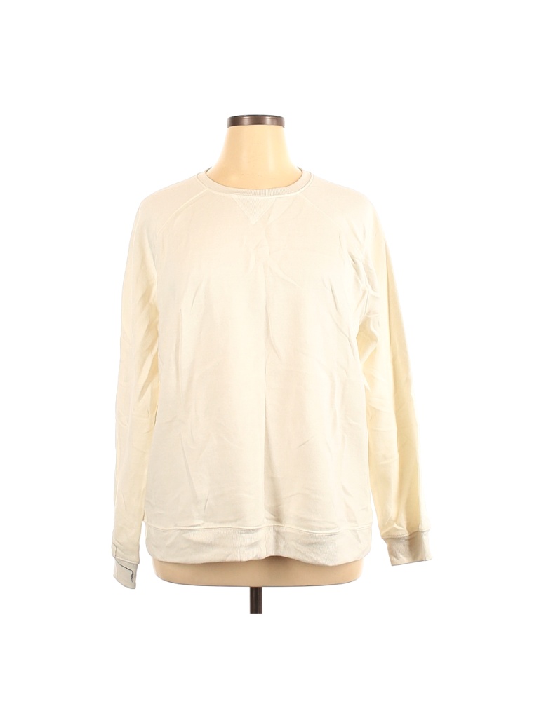 Terra & Sky Solid Ivory White Sweatshirt Size 1X (Plus) - 50% off | thredUP