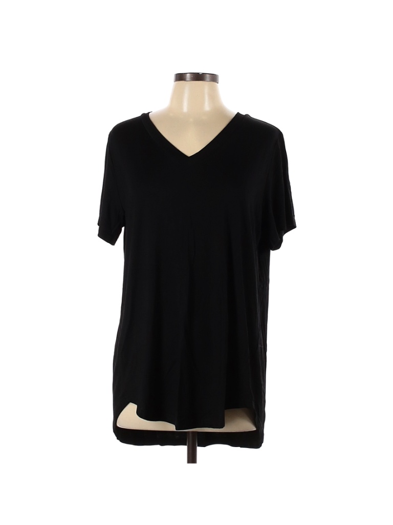 Amaryllis 100 Modal Solid Black Short Sleeve T Shirt Size L 80 Off