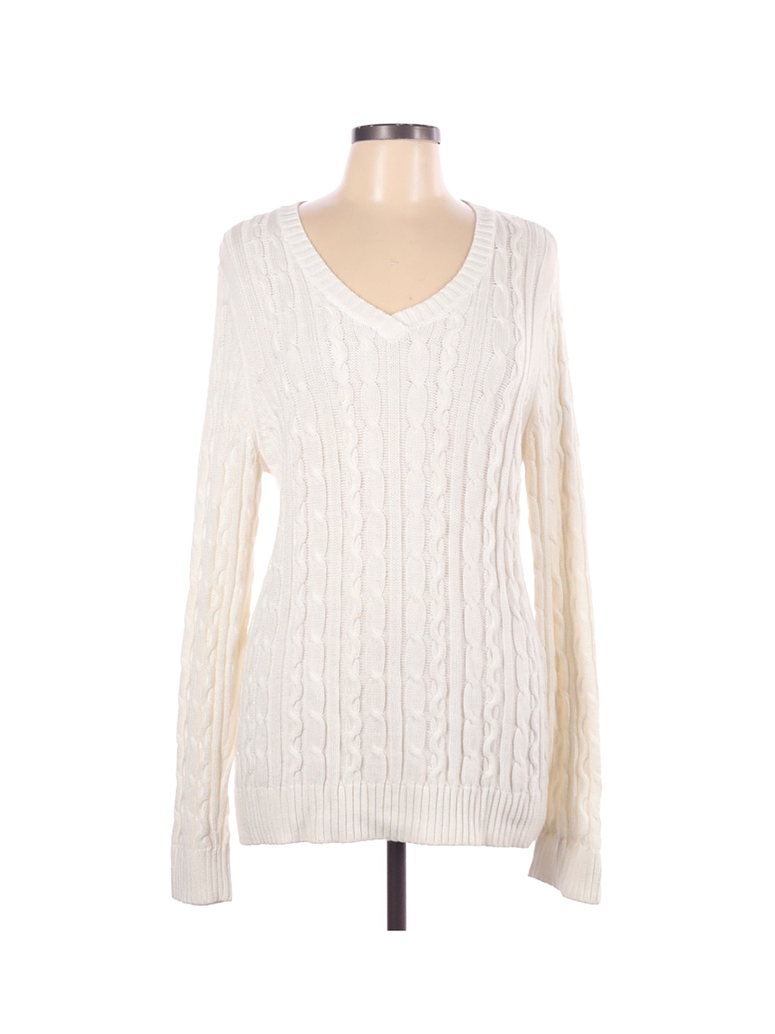 Croft & Barrow 100% Cotton Solid White Pullover Sweater Size L - 63% ...