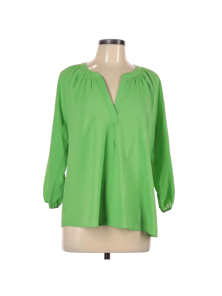 Milano 100% Polyester Green 3/4 Sleeve Blouse Size L - photo 1