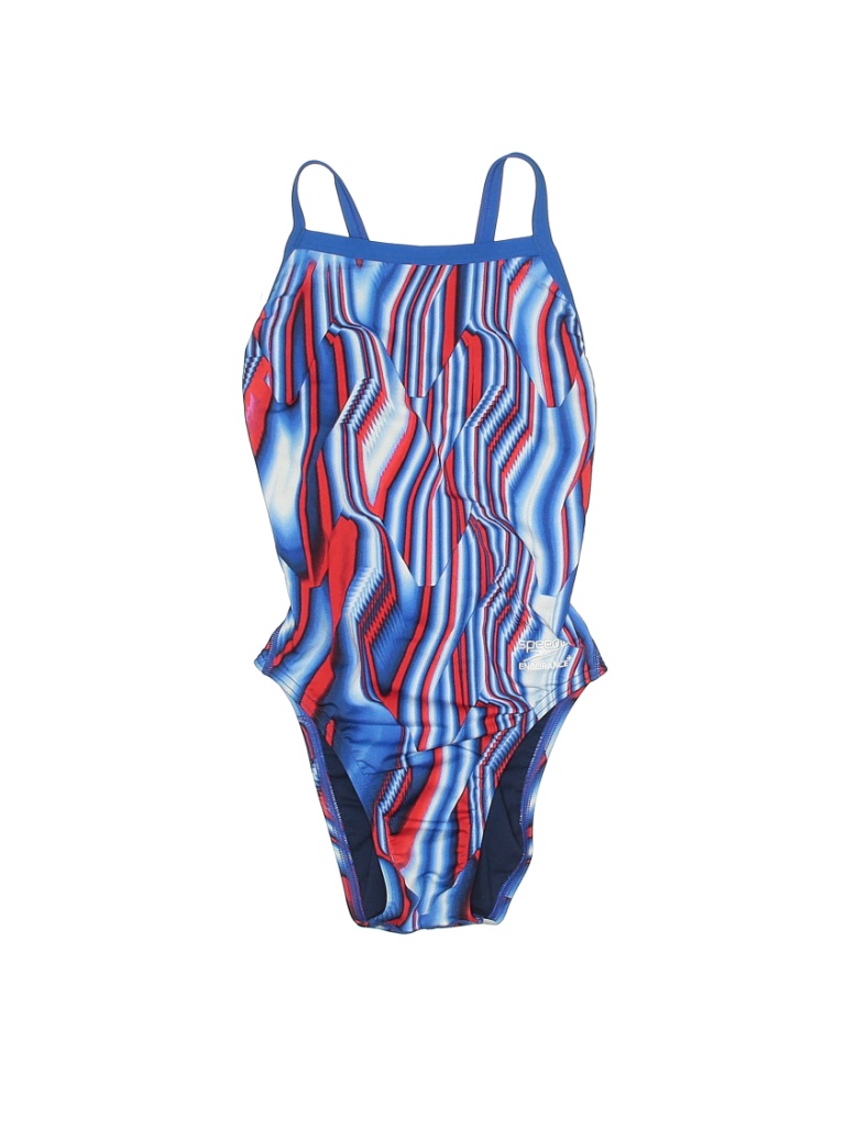 Speedo 100 Polyester Blue One Piece Swimsuit Size 24 76 off thredUP