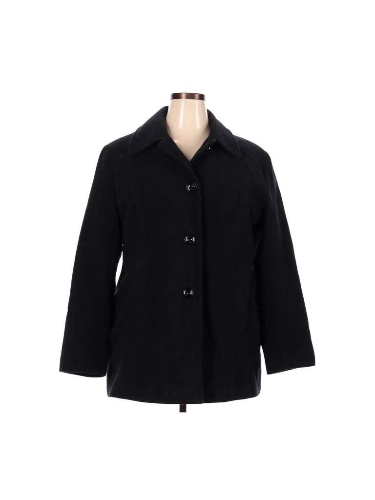 London Fog Solid Black Wool Coat Size XXL - 64% off | thredUP
