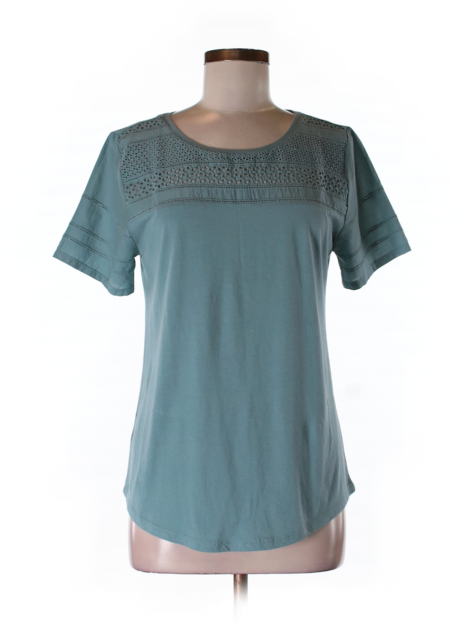Ann Taylor LOFT Crochet Light Green Short Sleeve T-Shirt Size M - 70% ...