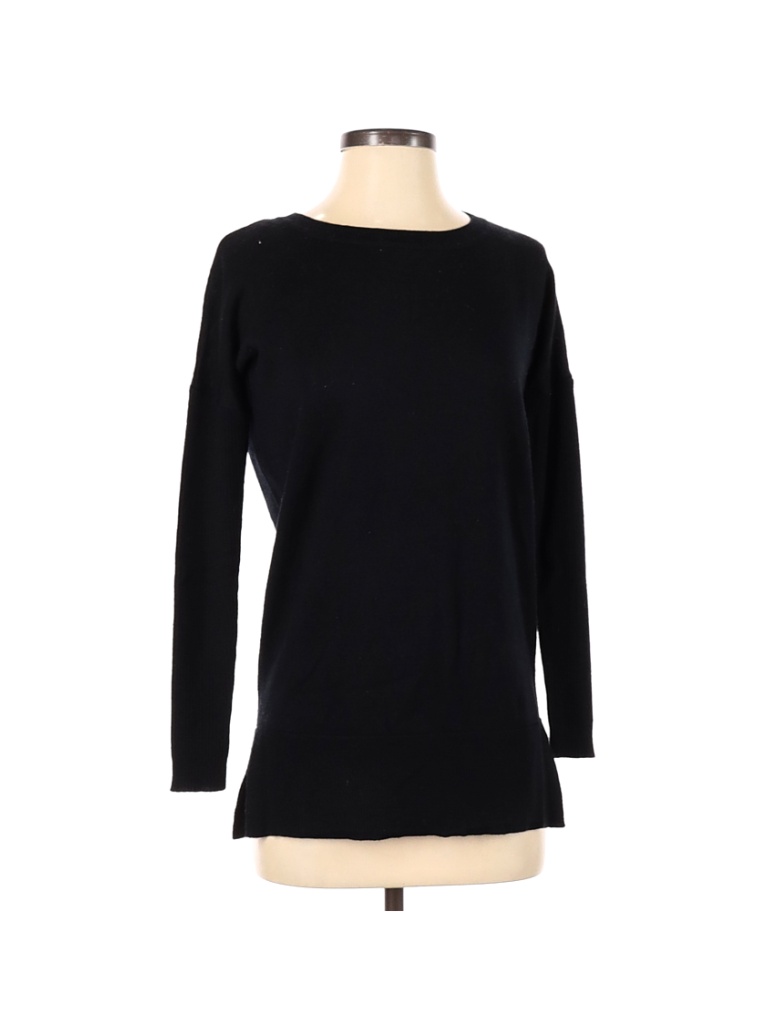 Cynthia Rowley TJX 100% Merino Color Block Solid Black Pullover Sweater ...