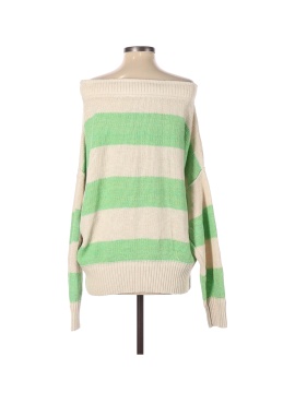 Cotton Stripes Green Pullover Sweater 