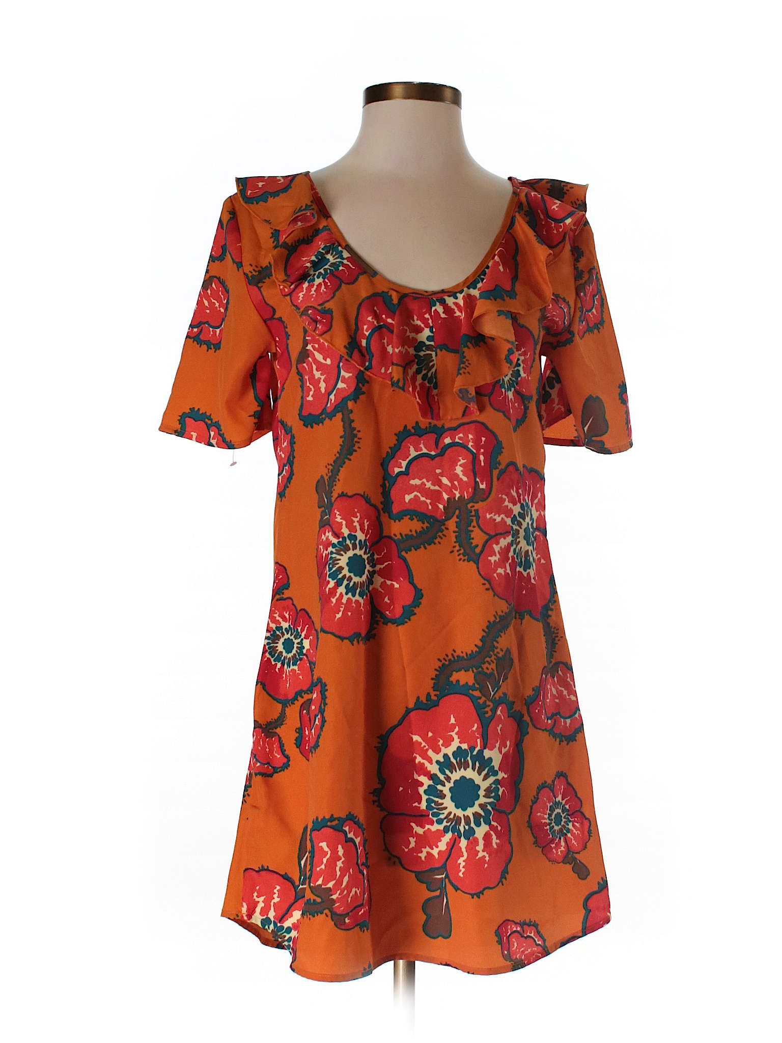 Tucker for Target 100% Polyester Print Orange Casual Dress Size 5 - 66% ...