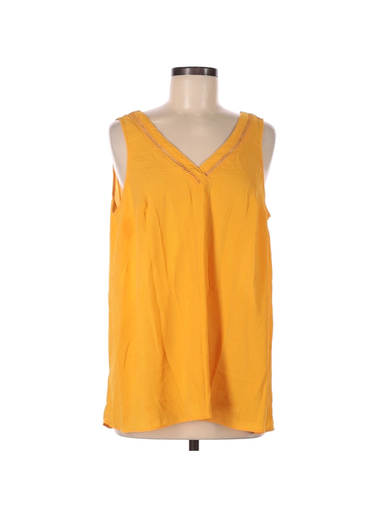 Torrid 100% Polyester Solid Yellow Orange Sleeveless Blouse Size Med ...