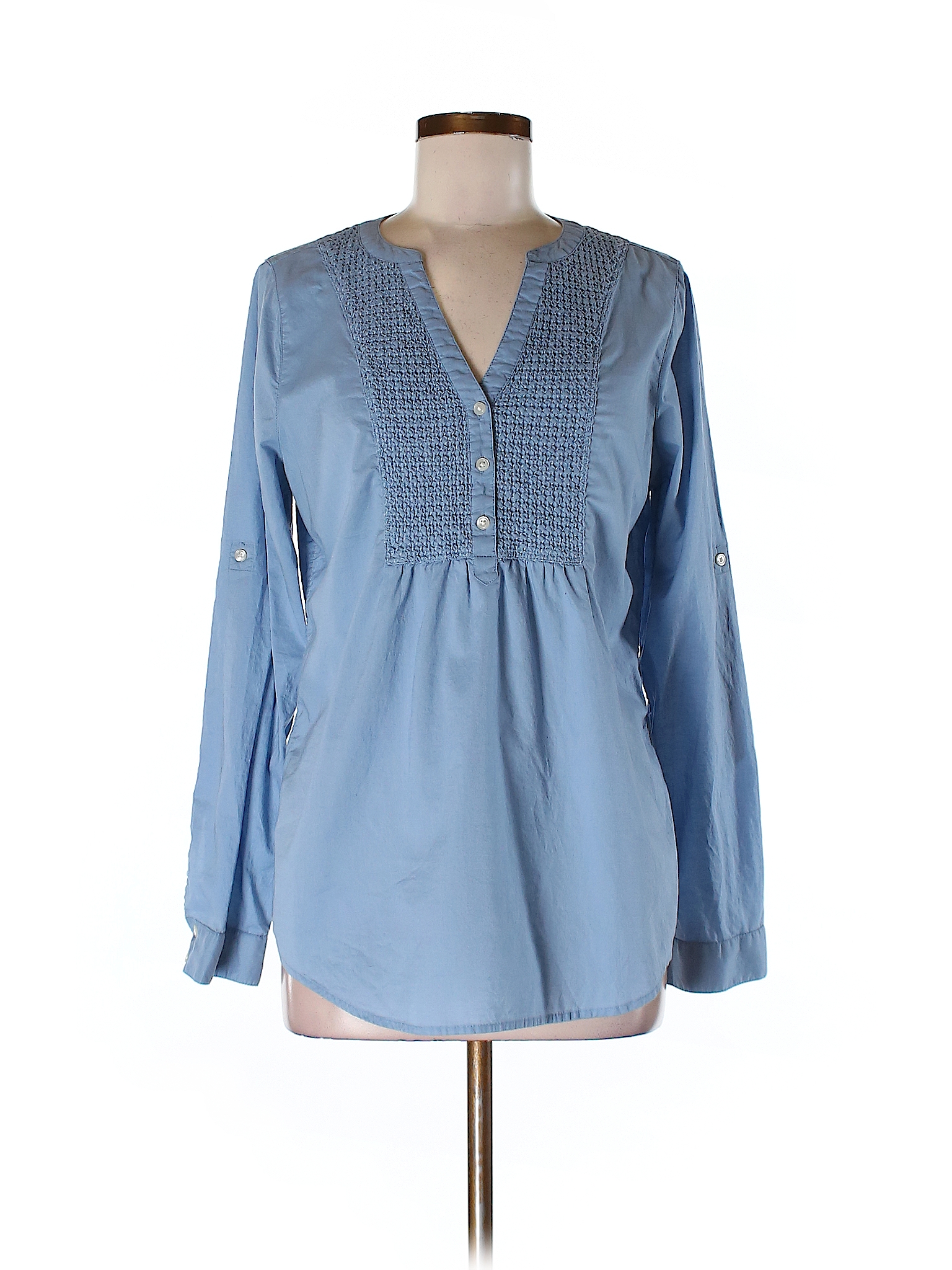 Gap Outlet 100% Cotton Solid Blue Long Sleeve Blouse Size M - 73% off ...