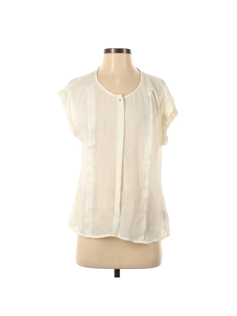 Worthington 100% Polyester Solid Ivory Short Sleeve Blouse Size S - 70% ...