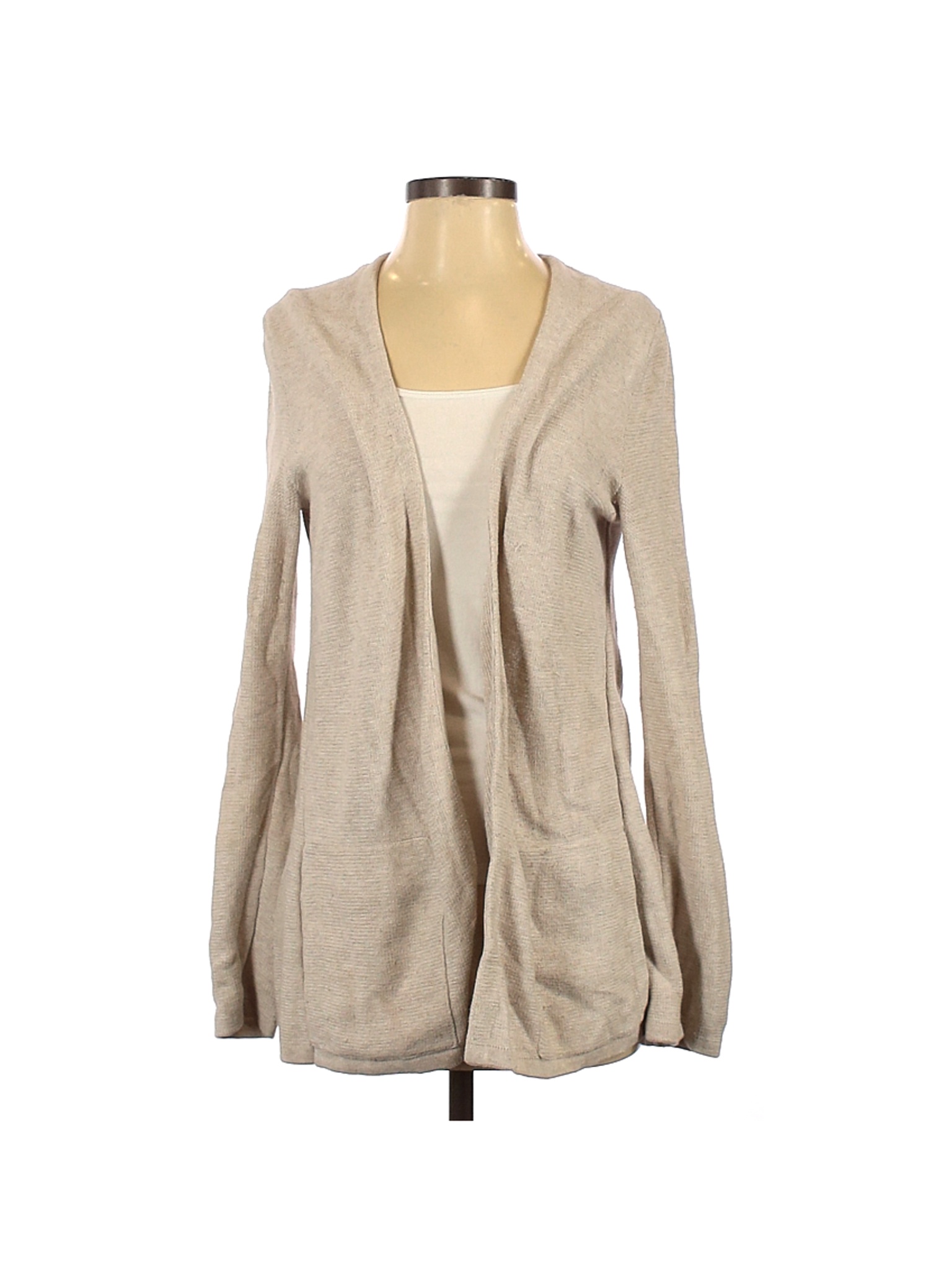 Lucky Brand Solid Tan Gray Cardigan 